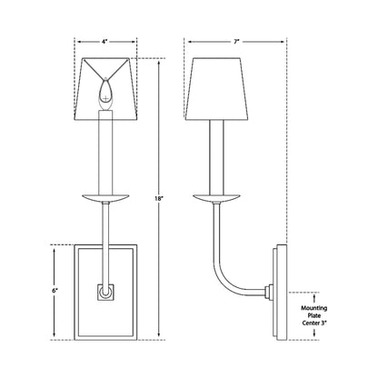 TT Wall Light - line drawing.