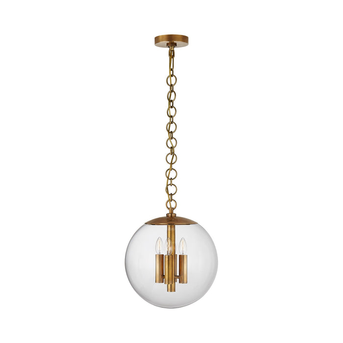 Turenne Pendant Light in Hand-Rubbed Antique Brass.