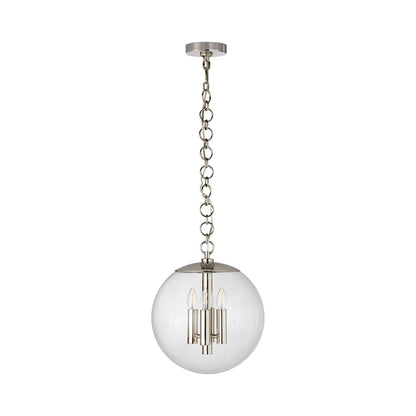 Turenne Pendant Light in Polished Nickel.