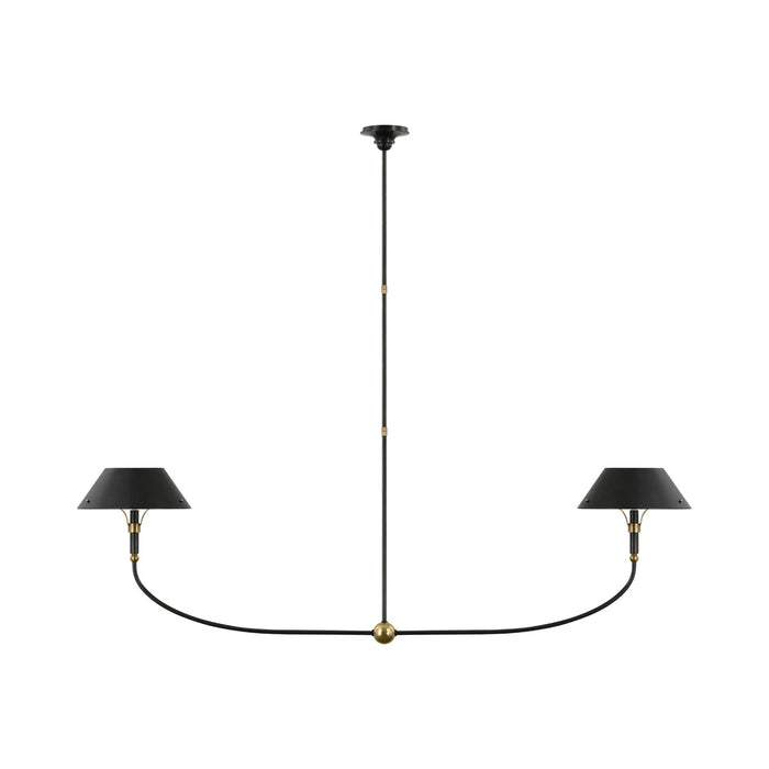 Turlington LED Linear Chandelier in Bronze and Hand-Rubbed Antique Brass.