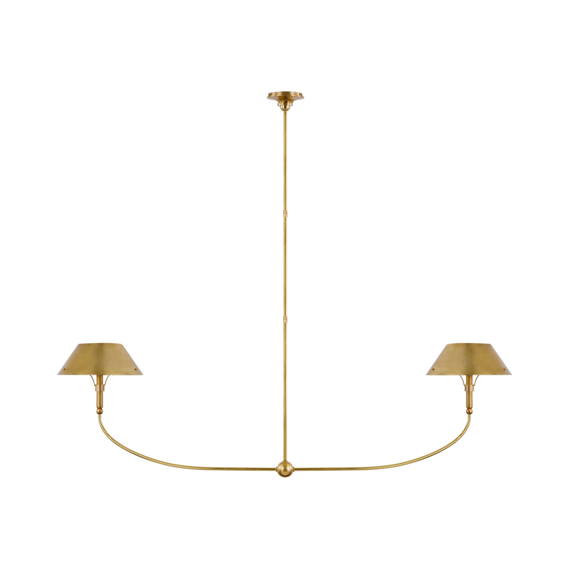 Turlington LED Linear Chandelier in Hand-Rubbed Antique Brass.