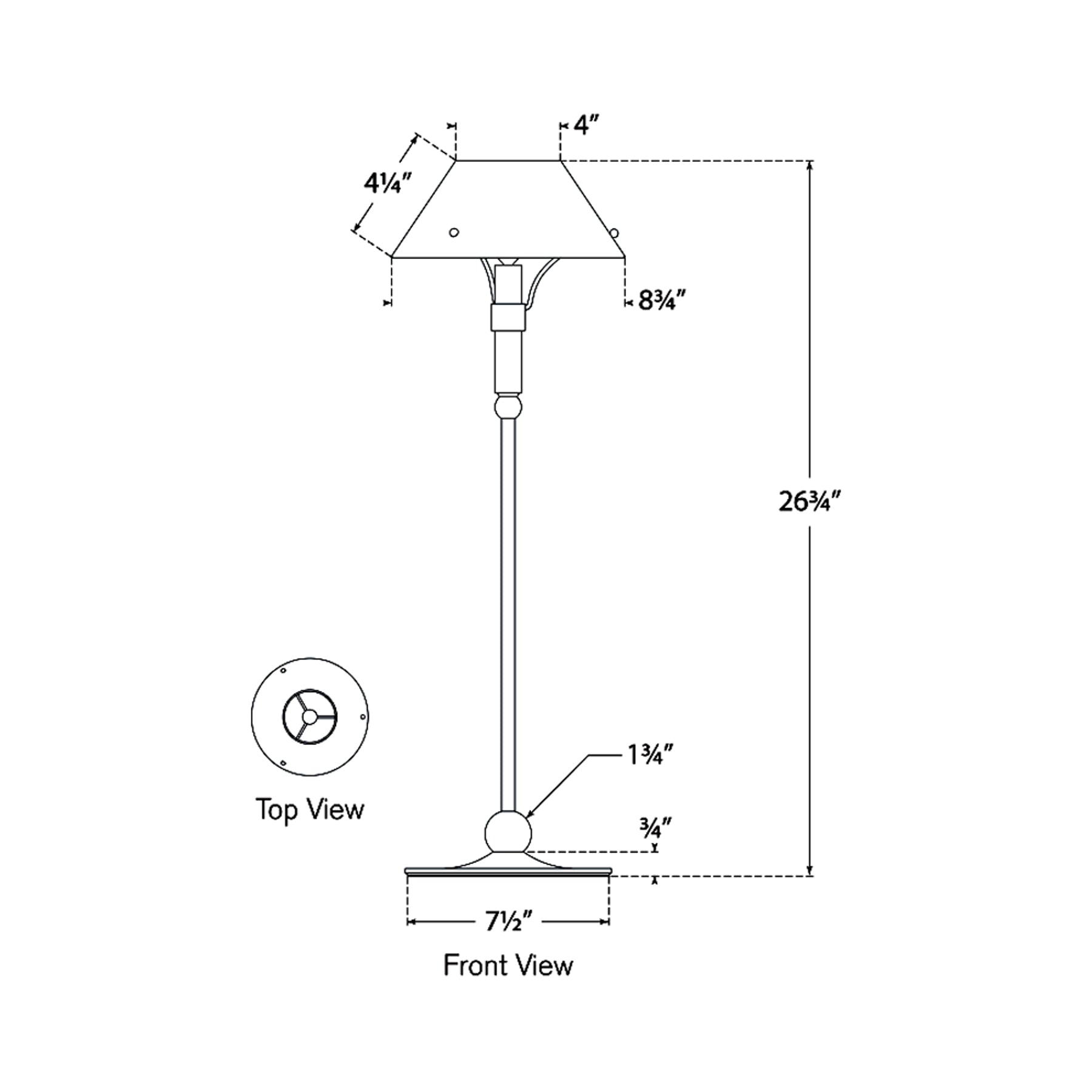 Turlington LED Table Lamp - line drawing.