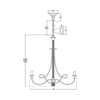 Twist Chandelier - line drawing.