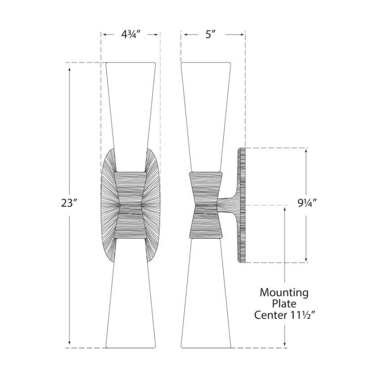 Utopia Bath Vanity Light - line drawing.