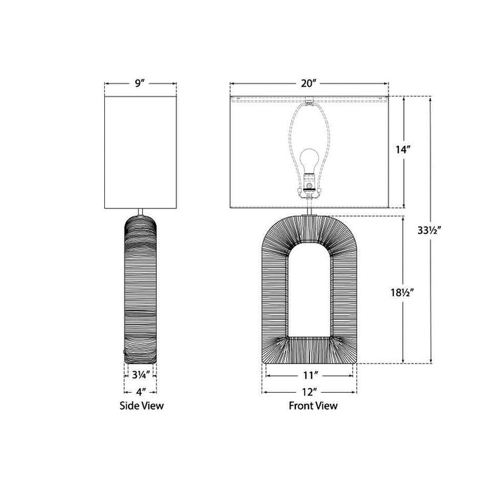 Utopia Combed Console LED Table Lamp - line drawing.