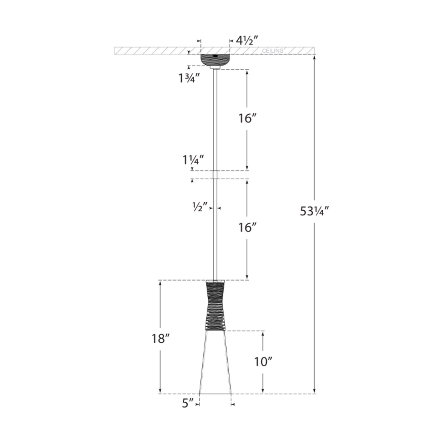 Utopia Glass Pendant Light - line drawing.