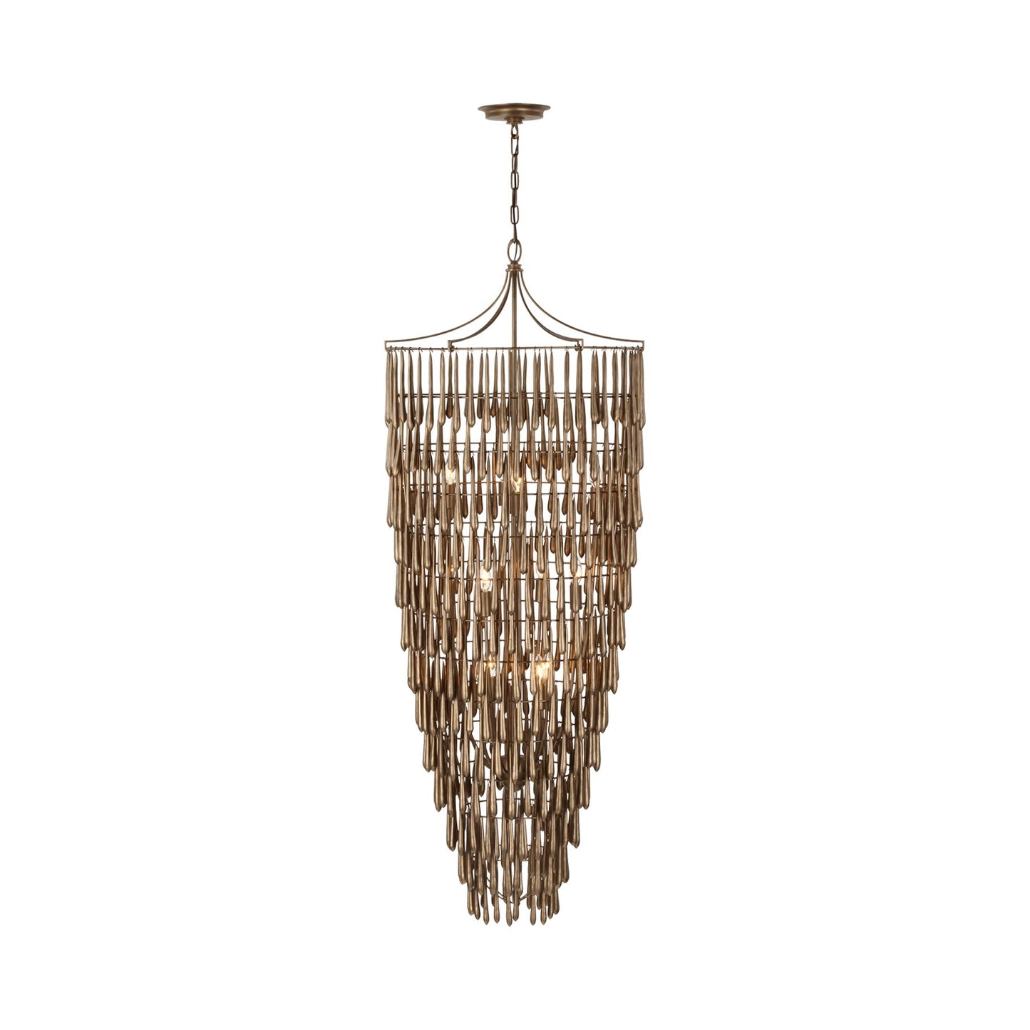 Vacarro Cascading LED Chandelier in Antique Bronze Leaf.