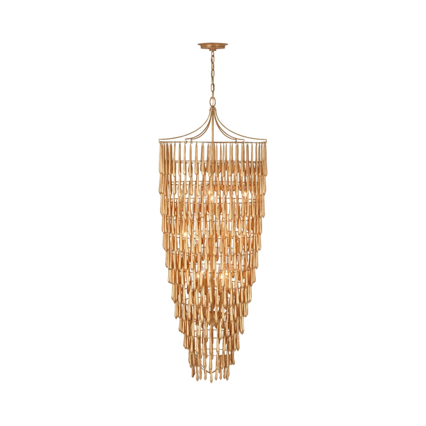 Vacarro Cascading LED Chandelier in Antique Gold Leaf.