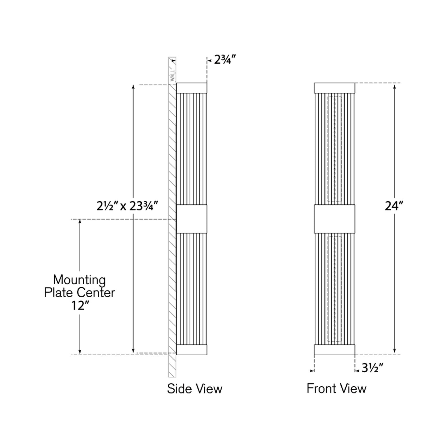 Vance LED Bath Vanity Light - line drawing.