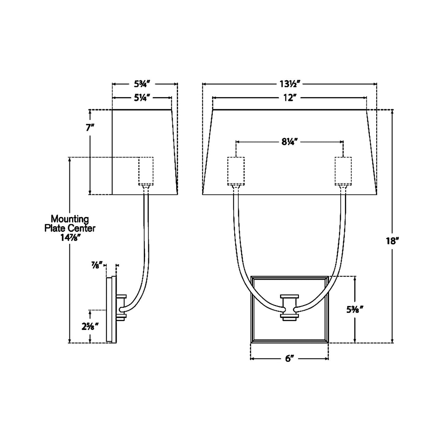 Venini Double Wall Light - line drawing.