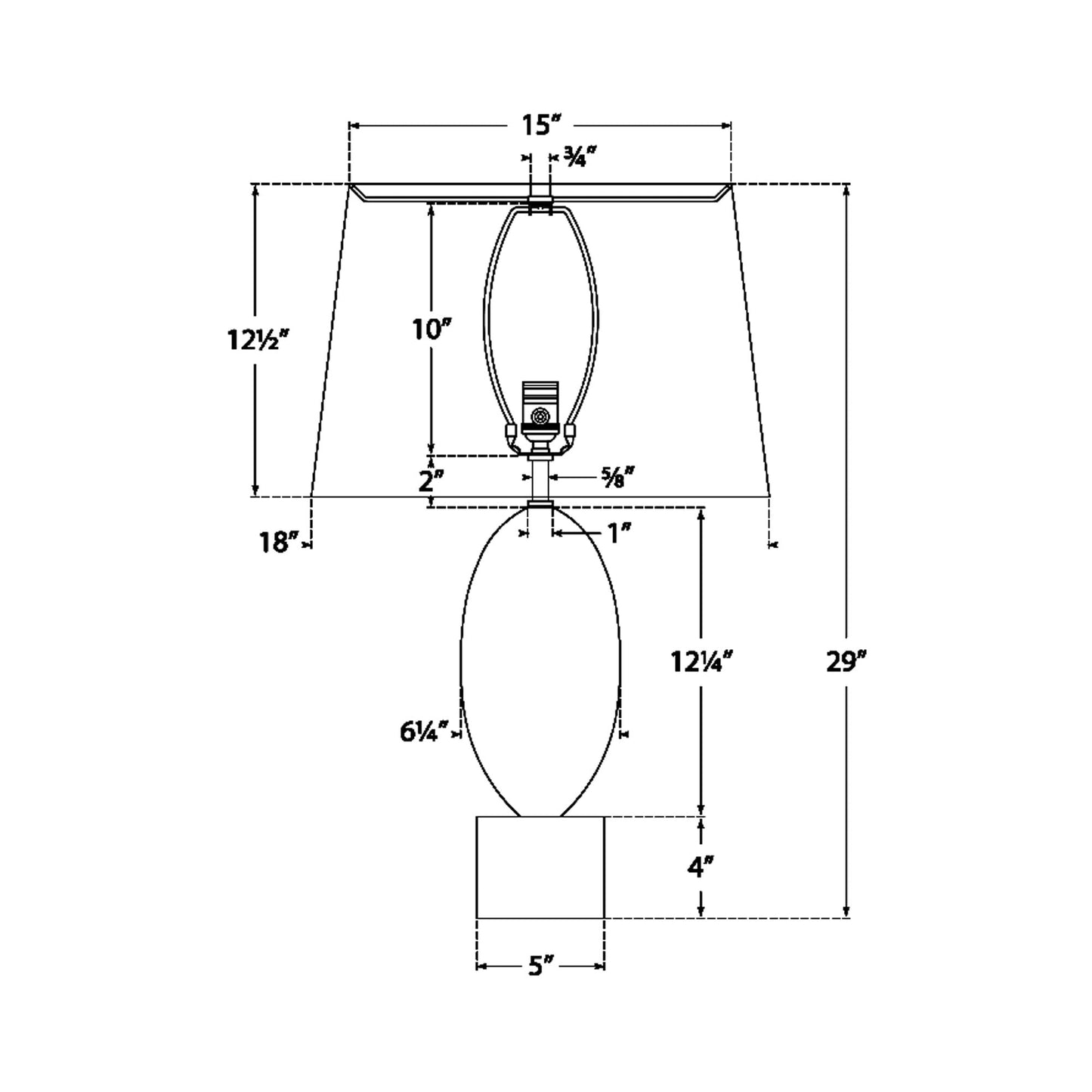 Versa Table Lamp - line drawing.