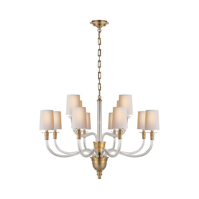 Vivian Chandelier in Two-Tier/Hand-Rubbed Antique Brass/Natural Paper.