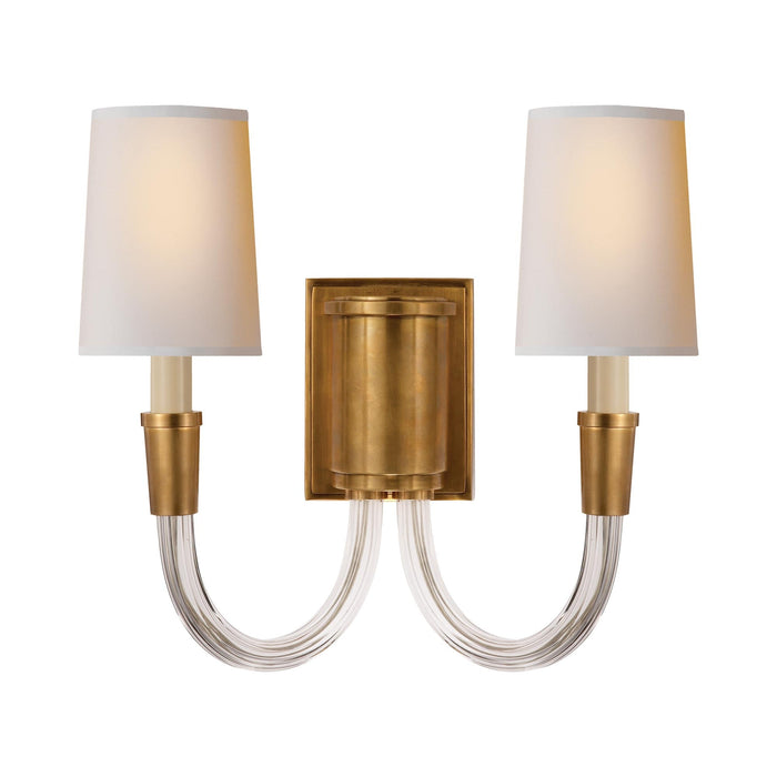 Vivian Double Wall Light in Hand-Rubbed Antique Brass/Natural Paper.