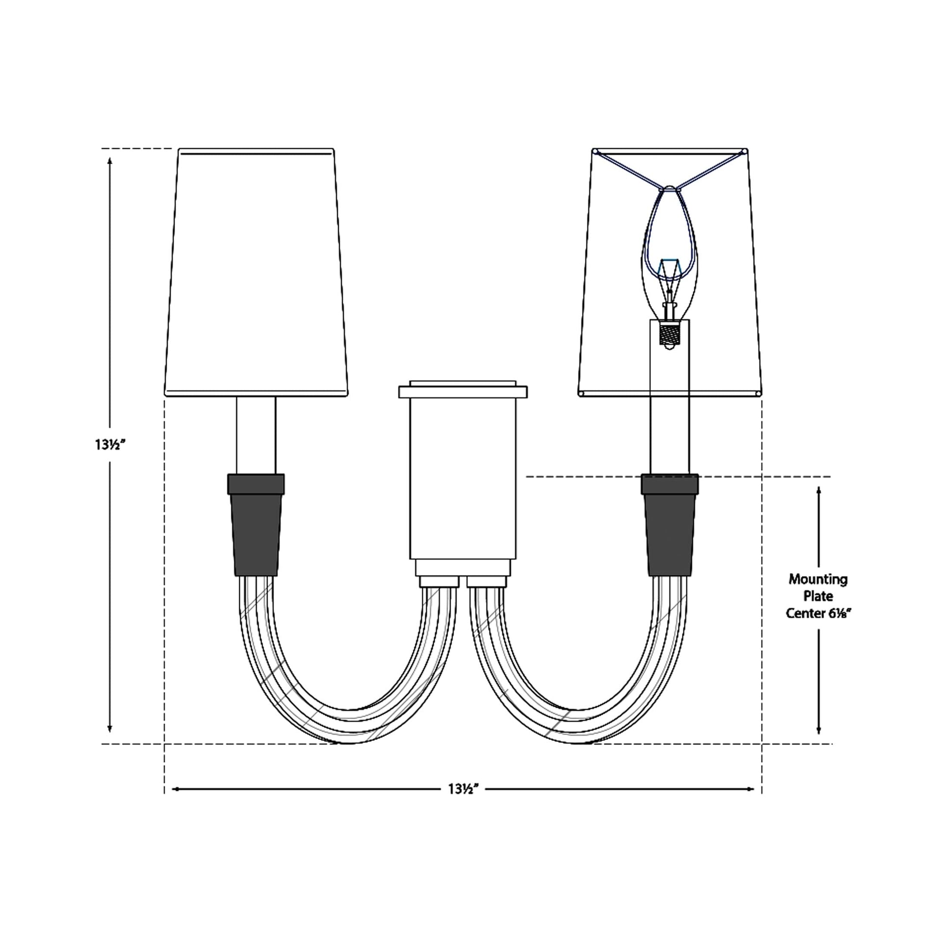 Vivian Double Wall Light - line drawing.