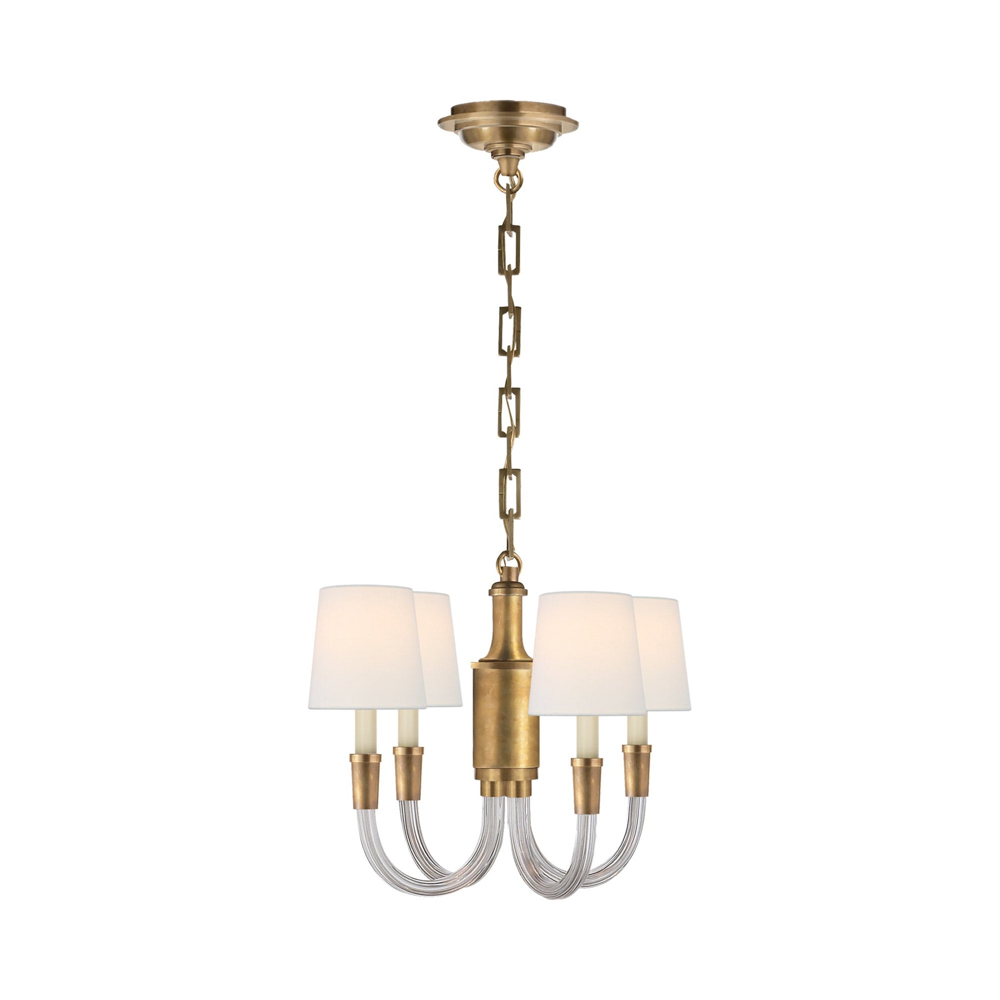 Vivian Mini Chandelier in Crystal/Brass/Linen.