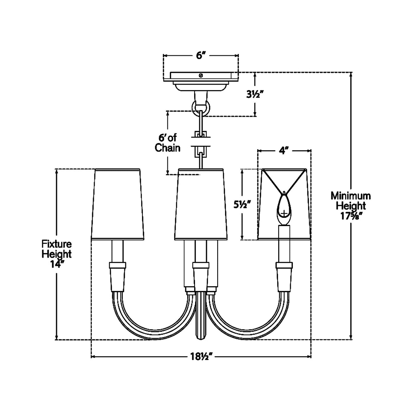Vivian Mini Chandelier - line drawing.