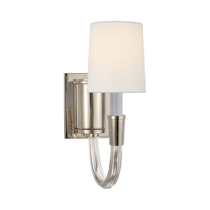 Vivian Wall Light in Polished Nickel/Linen.