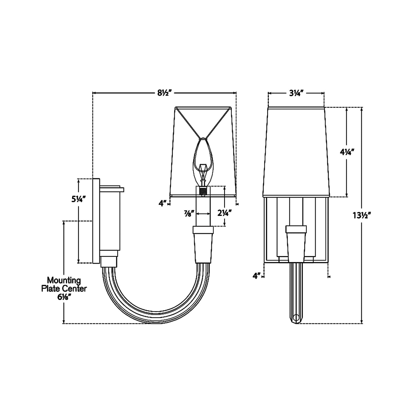 Vivian Wall Light - line drawing.