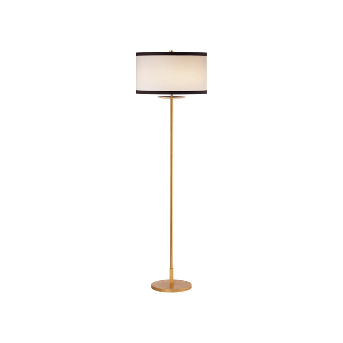 Walker Floor Lamp in Gild/Cream Linen/Black Linen Trim.