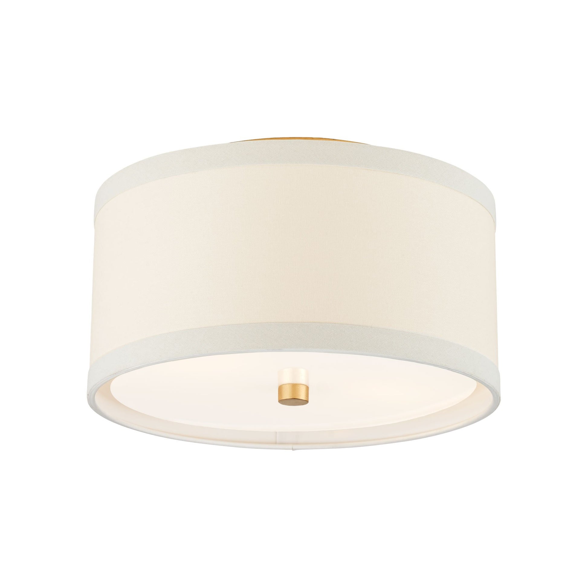 Walker Flush Mount Ceiling Light in Gild/Cream Linen (Small).