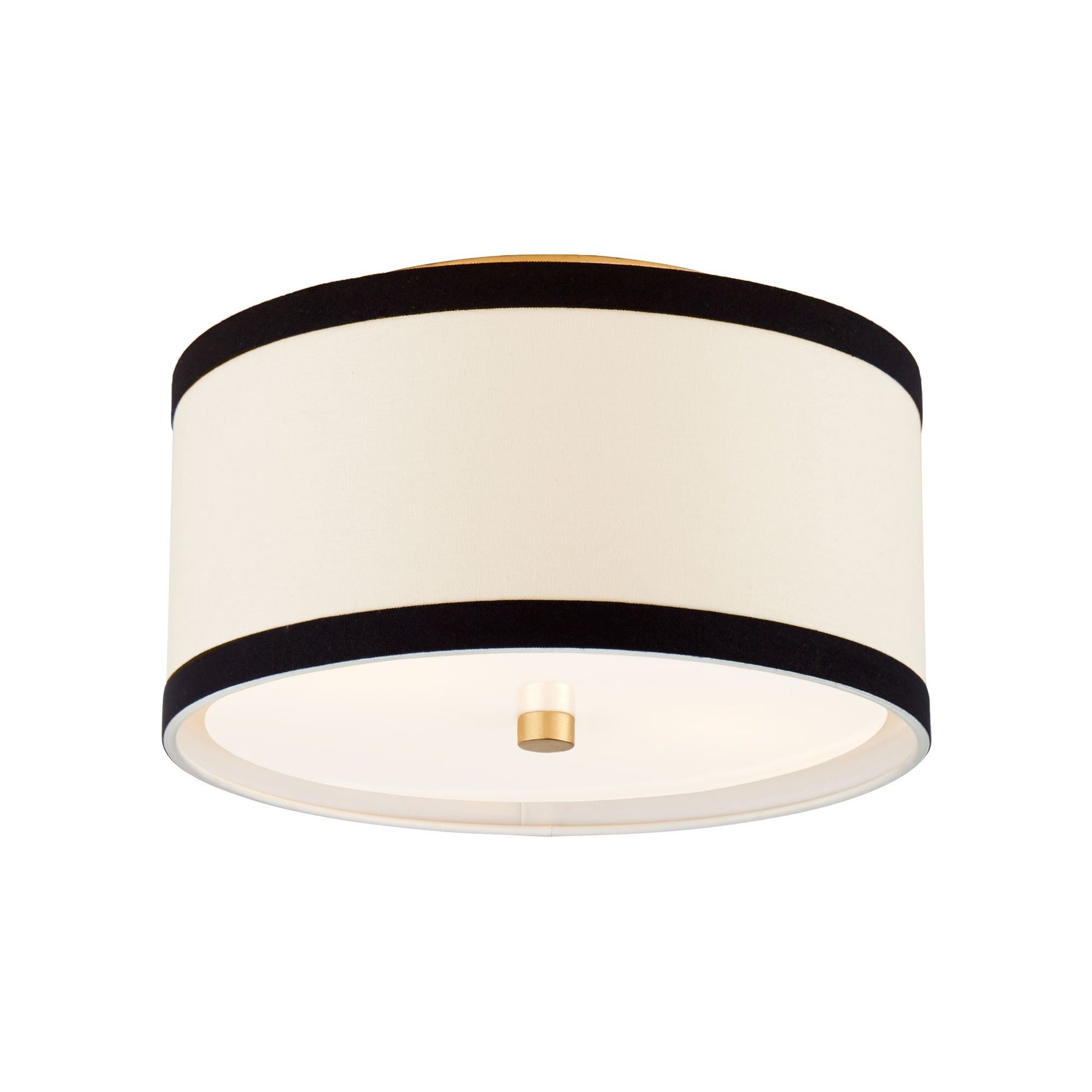 Walker Flush Mount Ceiling Light in Gild/Cream Linen/Black Linen Trim (Small).