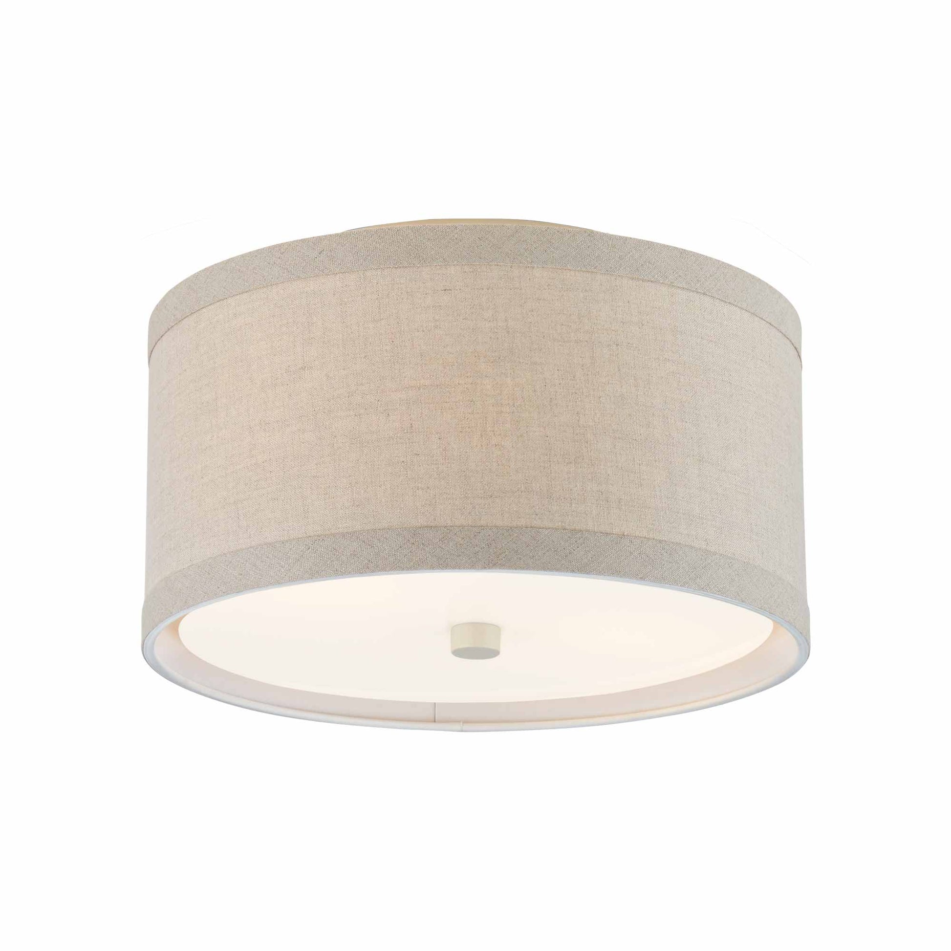Walker Flush Mount Ceiling Light in Light Cream/Natural Linen (Small).