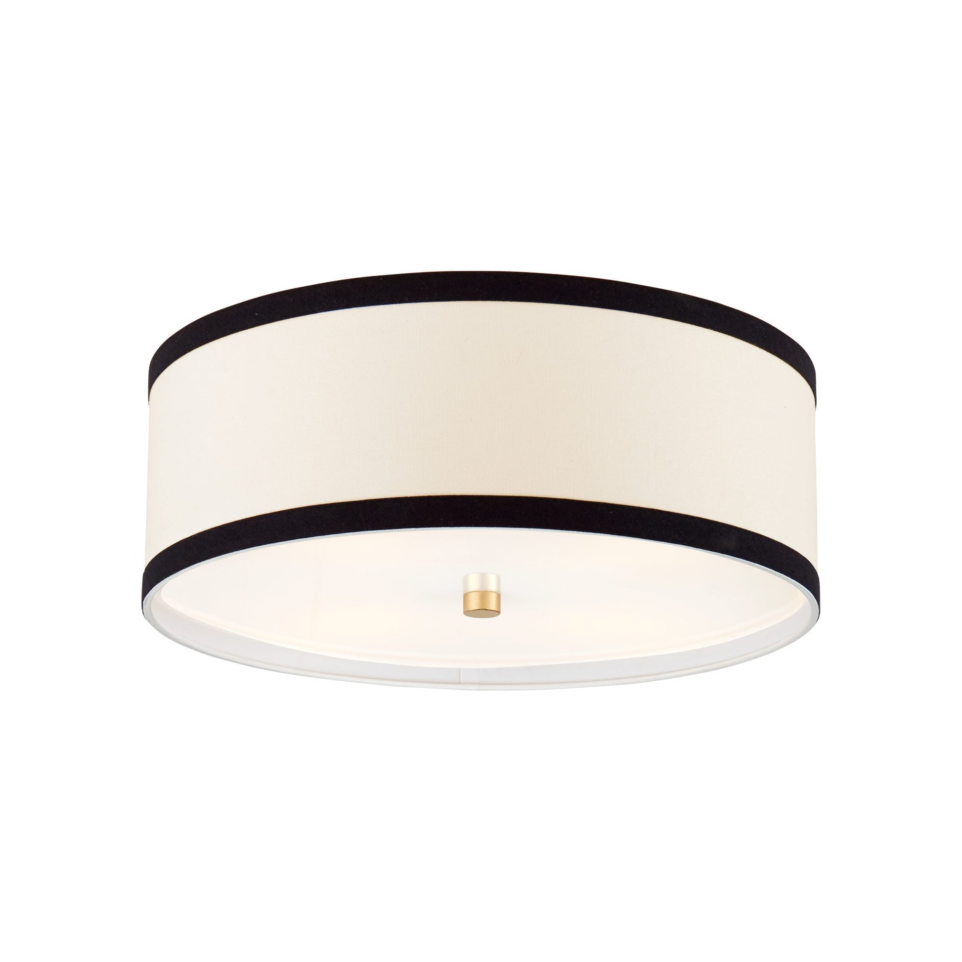 Walker Flush Mount Ceiling Light in Gild/Cream Linen/Black Linen Trim (Medium).