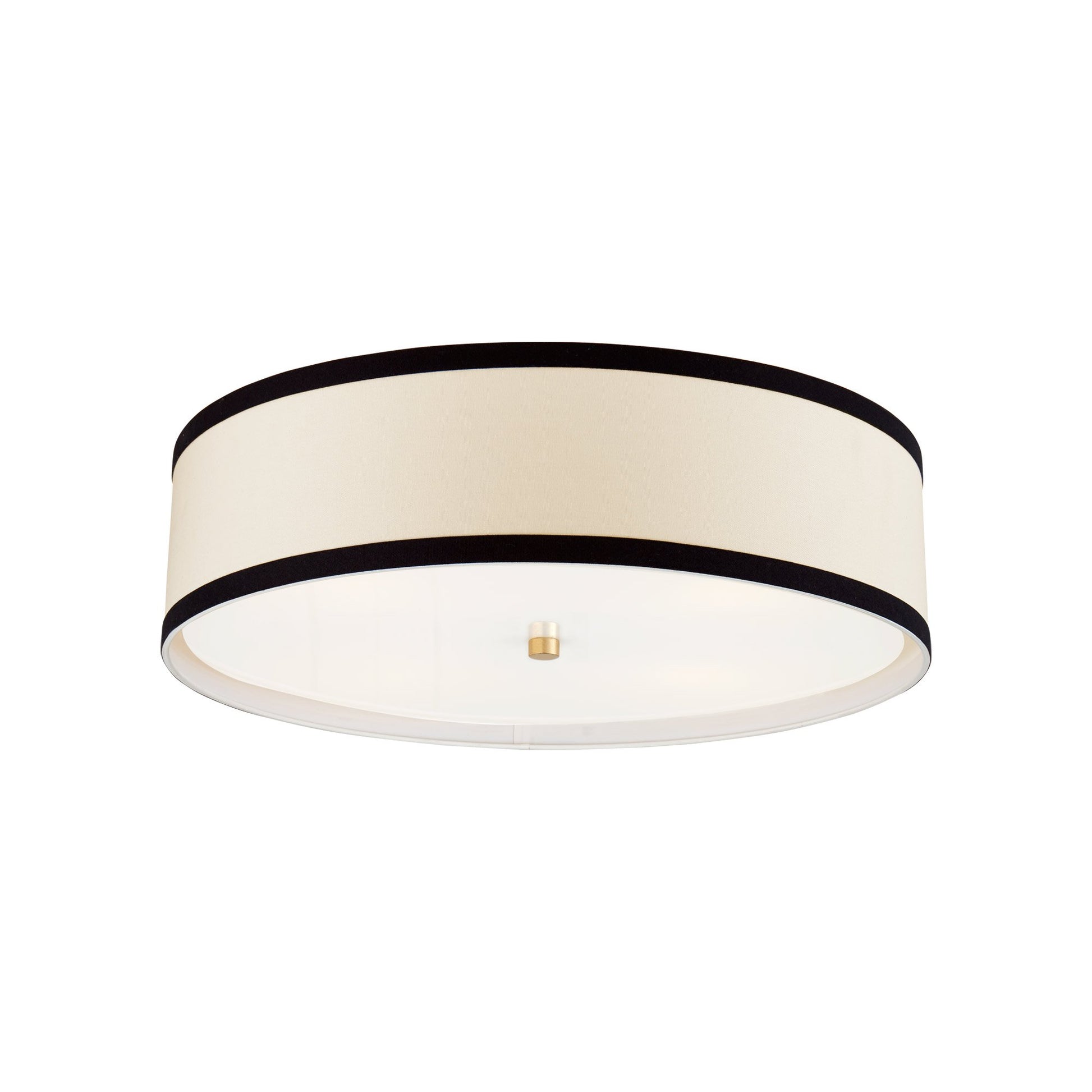 Walker Flush Mount Ceiling Light in Gild/Cream Linen/Black Linen Trim (Large).