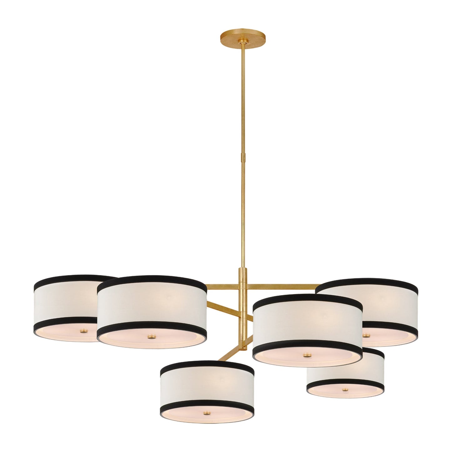 Walker LED Offset Chandelier in Gild/Linen with  Black Linen Trim (Grande).