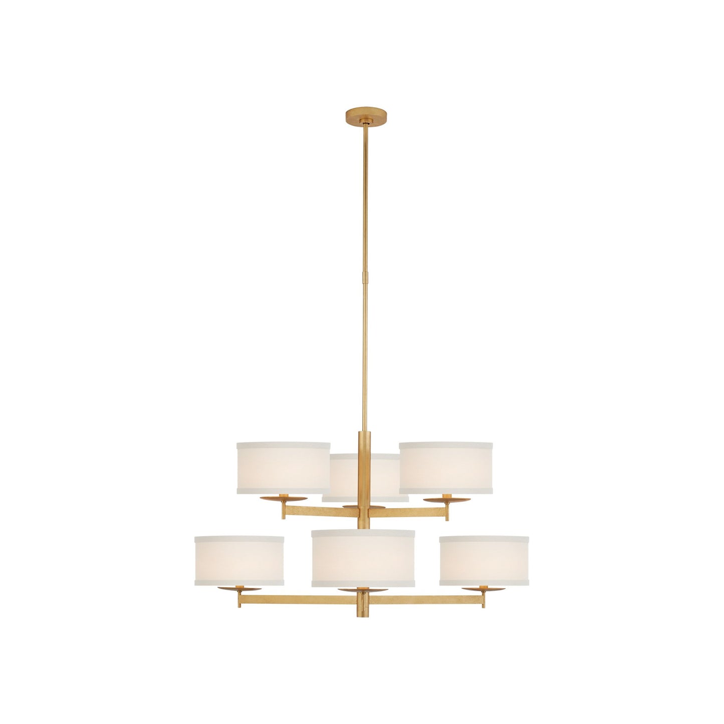 Walker Two Tier Chandelier in Gild/Cream Linen.