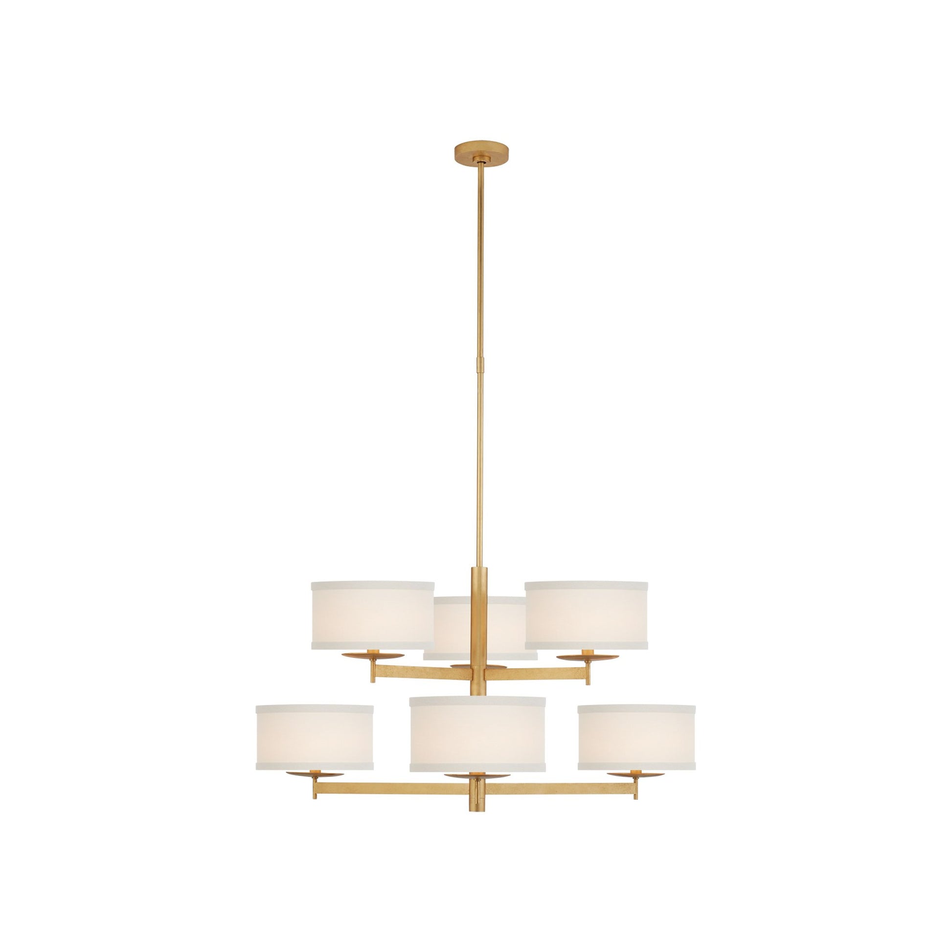 Walker Two Tier Chandelier in Gild/Cream Linen.