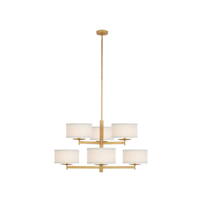 Walker Two Tier Chandelier in Gild/Cream Linen.