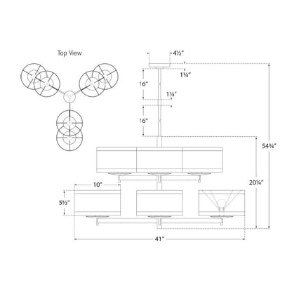 Walker Two Tier Chandelier - line drawing.