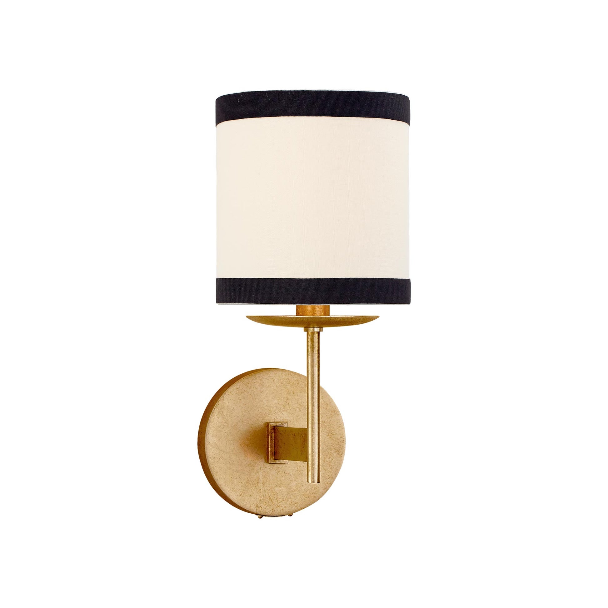 Walker Wall Light in Gild/Cream Linen/Black Linen Trim.