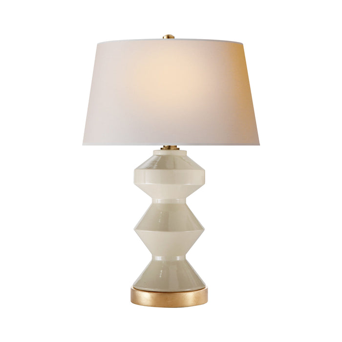 Weller Zig-Zag Table Lamp in Coconut Porcelain.