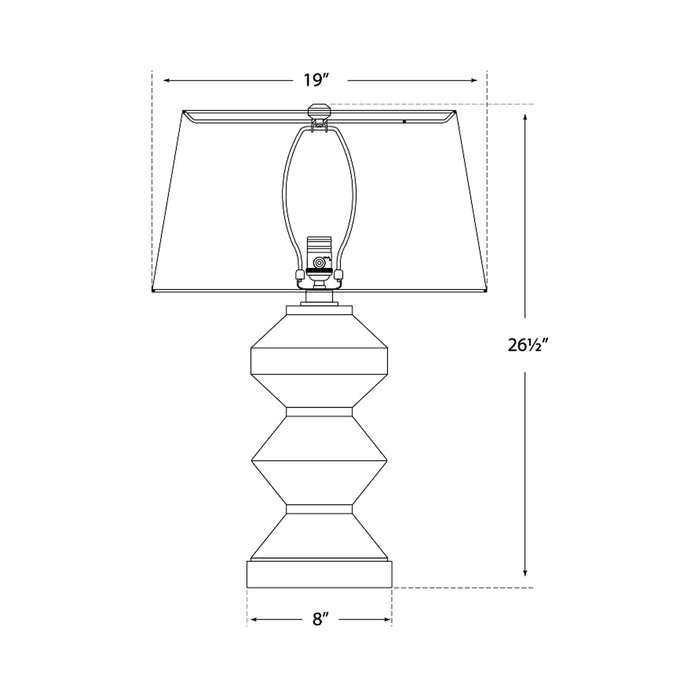 Weller Zig-Zag Table Lamp - line drawing.