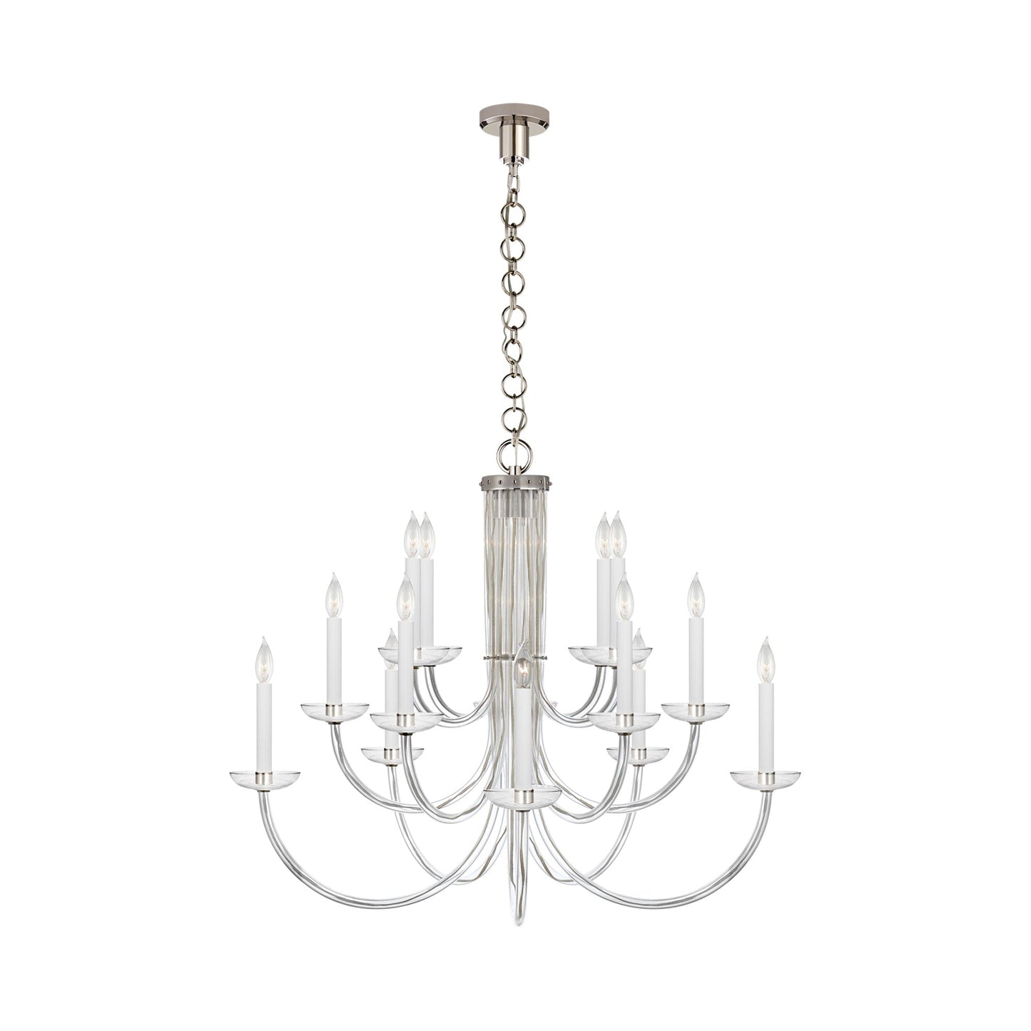 Wharton Chandelier in Polished Nickel.