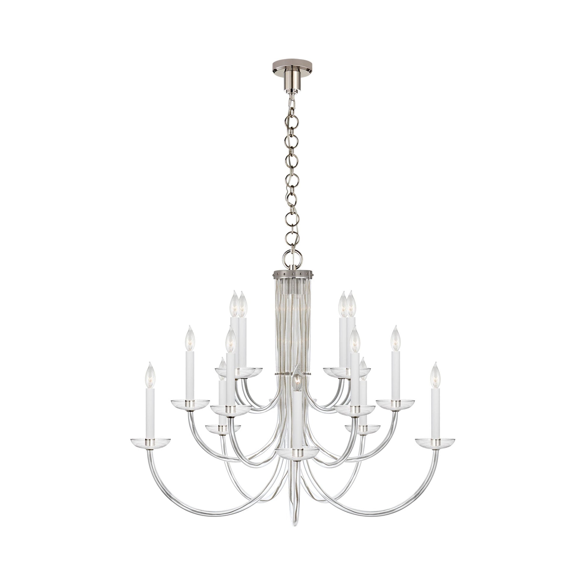 Wharton Chandelier in Polished Nickel.