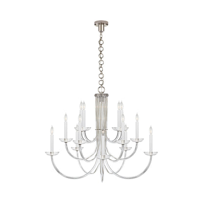 Wharton Chandelier in Polished Nickel.