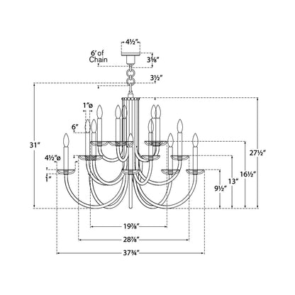 Wharton Chandelier - line drawing.