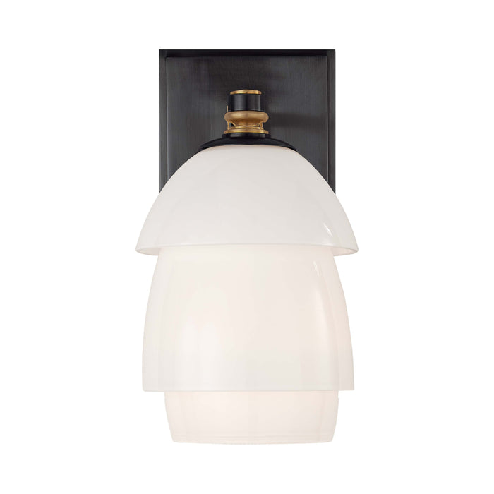Whitman Wall Light in Bronze/Hand-Rubbed Antique Brass/White Glass.