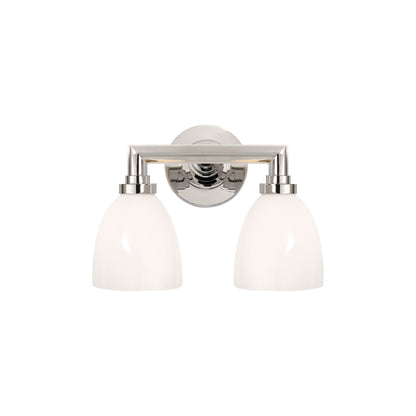 Wilton Vanity Wall Light in Polished Nickel (2-Light).