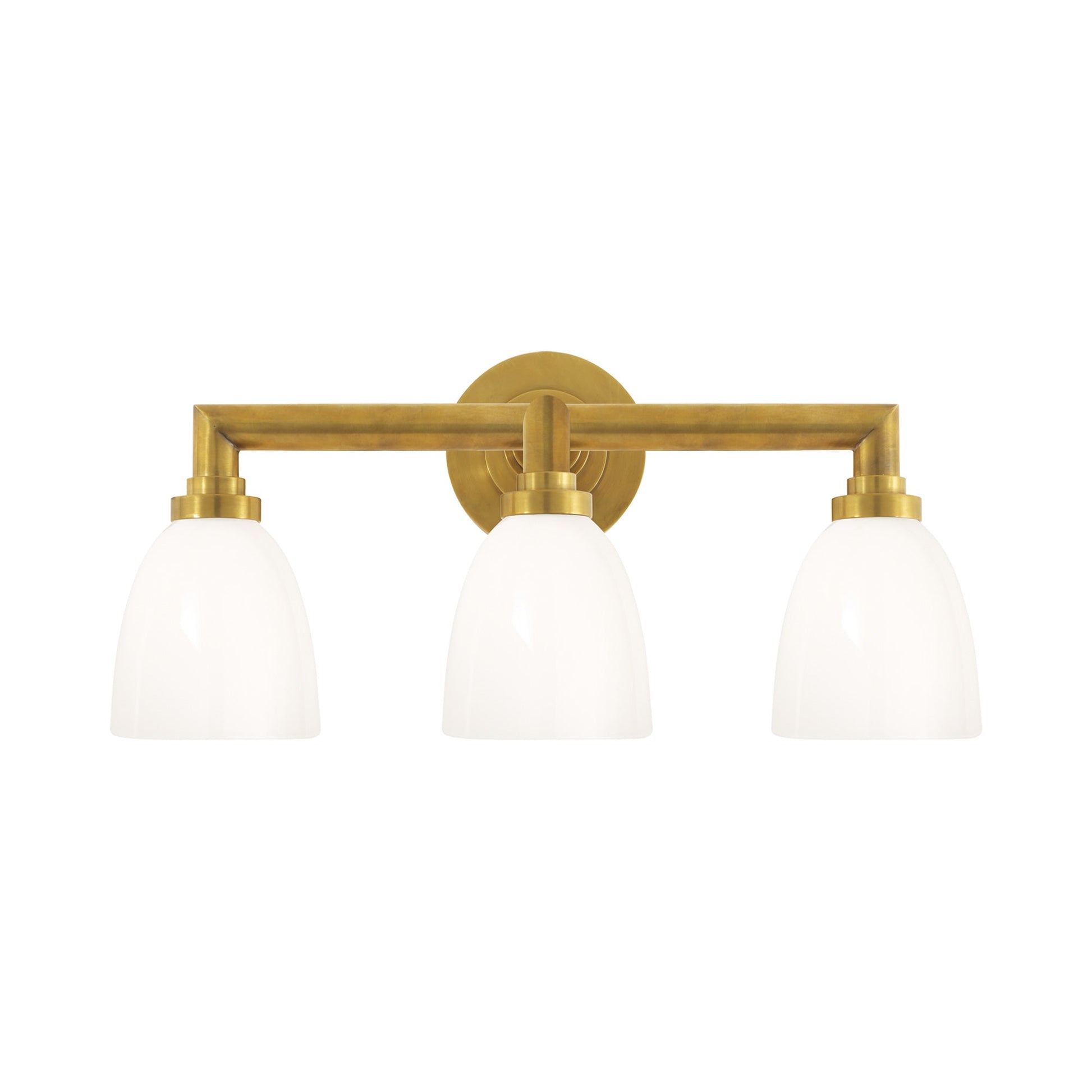 Wilton Vanity Wall Light in Hand-Rubbed Antique Brass (3-Light).