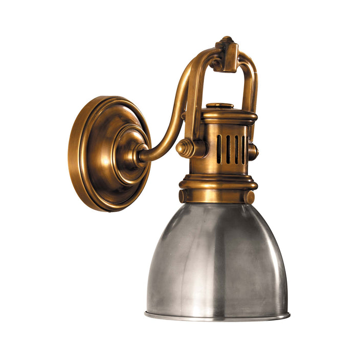 Yoke Suspended Wall Light in Hand-Rubbed Antique Brass/Antique Nickel.