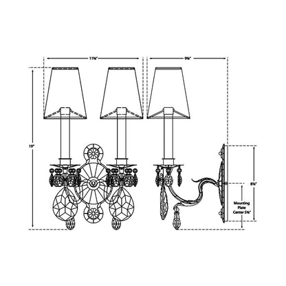 Yves Wall Light - line drawing.