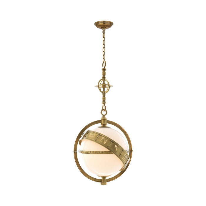 Zodiac Pendant Light in Antique-Burnished Brass.