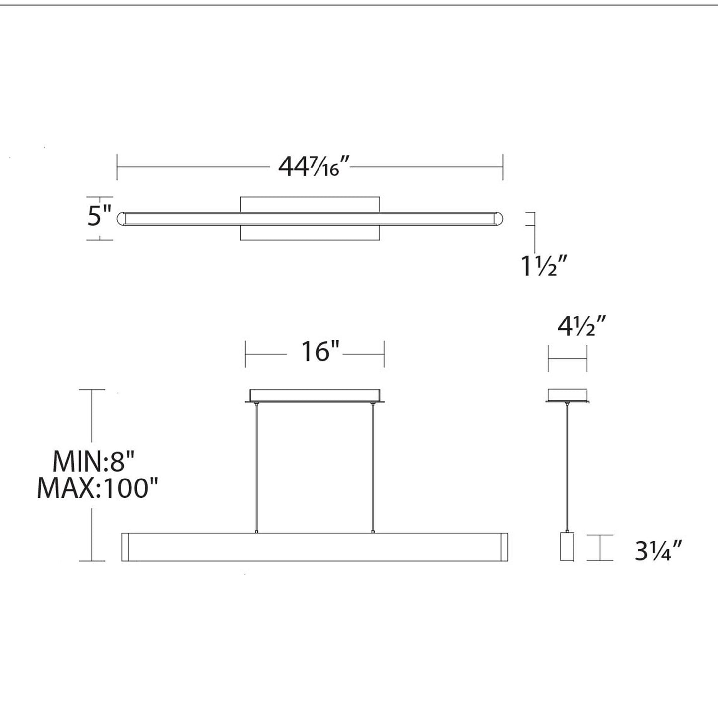 Volo LED Pendant Light - line drawing.