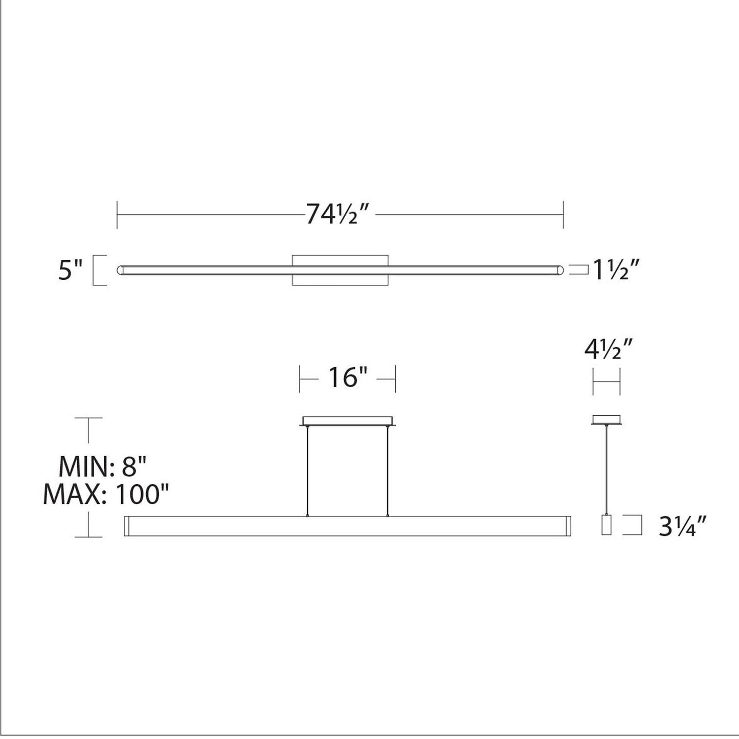 Volo LED Pendant Light - line drawing.