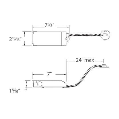 Volta 2 Inch Remodel Recessed Housing - line drawing.