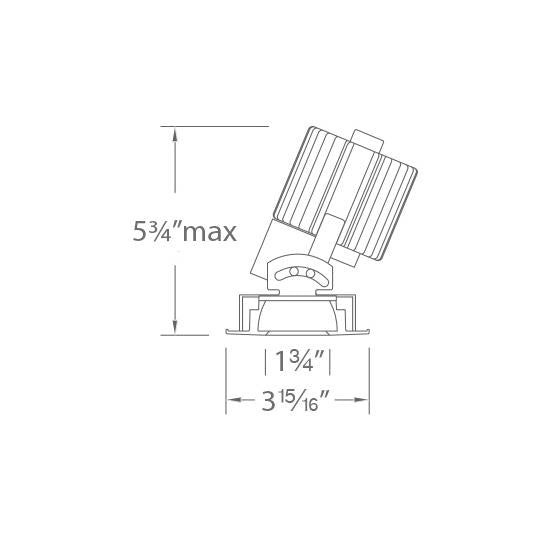 Volta 2 Inch Round Pinhold Adjustable LED Recessed Trim - line drawing.